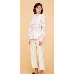 Sea Luna Lace Eyelet Embroidered White Blouse